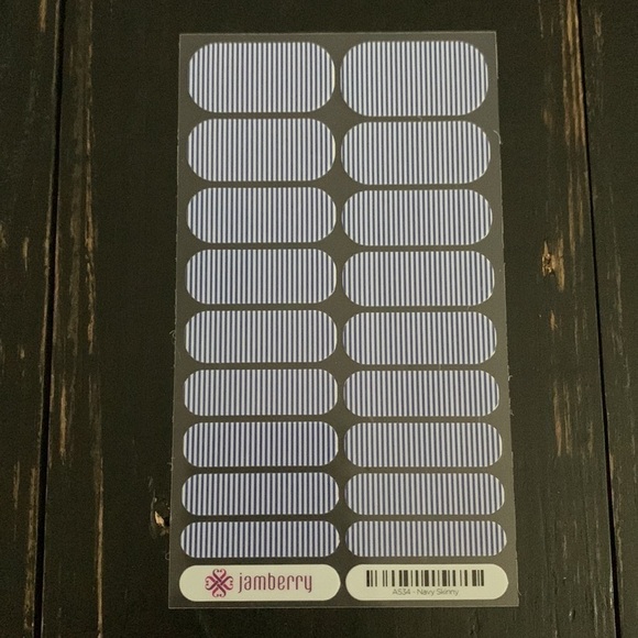 Jamberry Blue and White Striped Nail Wraps - Navy Skinny - Picture 3 of 8